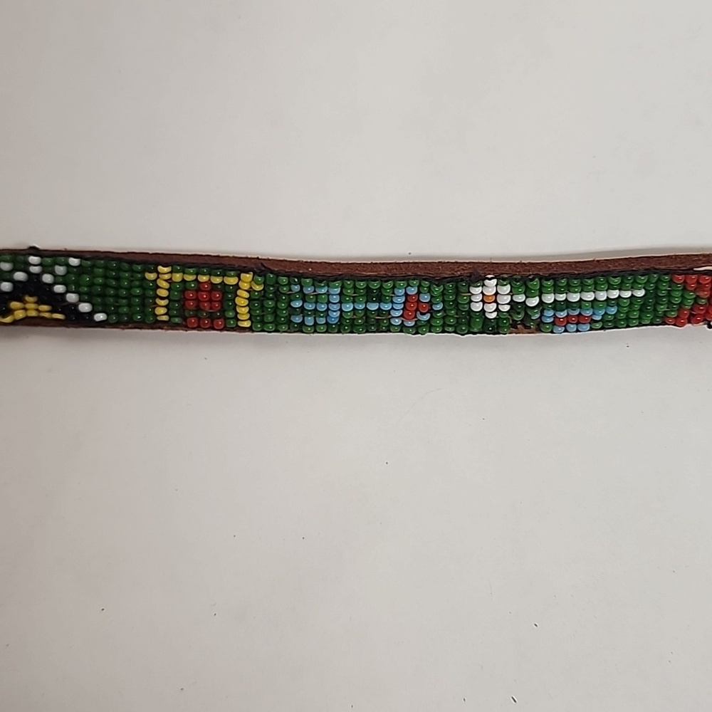 Colorful Vintage Native American Handcrafted Beaded Belt/Hat Band Size 26 - Picture 5 of 11